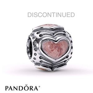 PANDORASilver Pink Enamel Retired Heart Charm